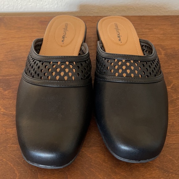 Comfort View Black Slides Size 8 Wide - Picture 1 of 11